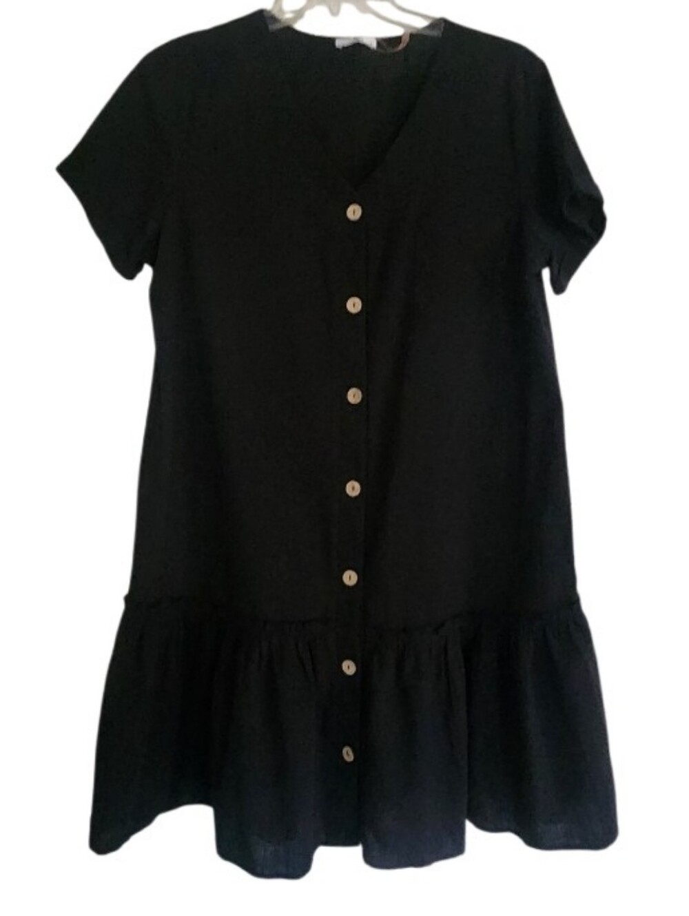 Black Button-Front Short Sleeve Dress Sz Xl Nwt